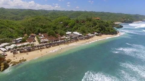 Aerial View of tropical beach on the Java sea. Stock-Footage 345224130