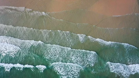 Aerial view, tropical beach, top view of the waves on the beautiful sand beach Stock-Footage 103806834