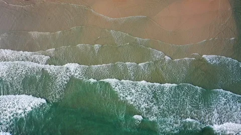 Aerial view, tropical beach, top view of the waves on the beautiful sand beach Stock-Footage 103979972