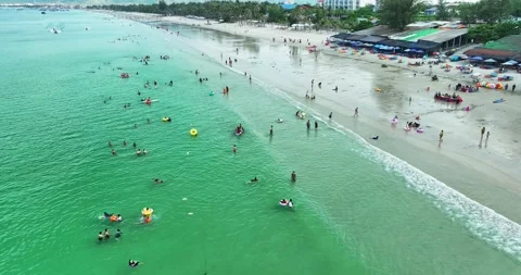 Aerial view of tropical Doc Let beach, Nha Trang, Vietnam Stock Footage 342465965