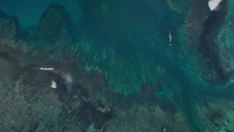 Aerial view of tropical island reef in the pacific ocean, Tuamasaga, Samoa. Stock Footage 284836632