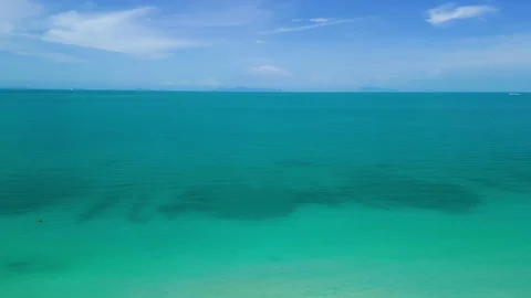 Aerial View of Tropical Sea and Horizon Under Blue Sky, Koh Samui, Thailand Stock Footage 340120153