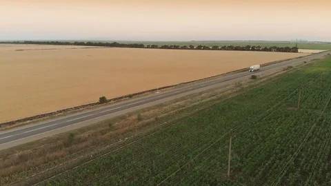 Aerial view of truck on freeway Video stock 100960880