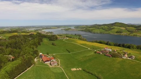 Aerial View to Trumer Lakes Area, Salzburg, Austria Stock Footage 107104493