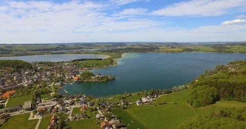 Aerial View to Trumer Lakes Area, Mattsee, Salzburg, Austria Stock Footage 107268168