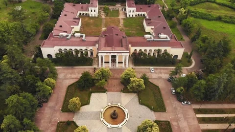 Aerial view Tskaltubo Spring no.6 building exterior architecture. LArgest the Stock Footage 157401252