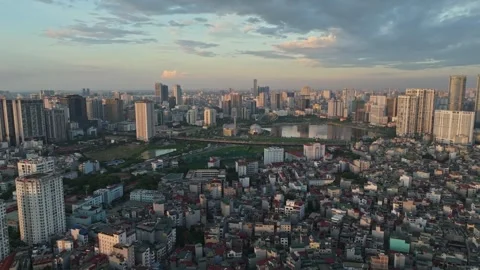Aerial View of Tu Liem District Skyline in Hanoi, Vietnam Stock Footage 342027326