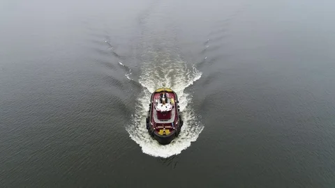 Aerial View of Tugboat Delaware River Philadelphia PA. Stock Footage 79671127