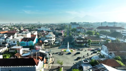 Aerial View of Tugu Jogja or Yogyakarta | Stock Video | Pond5