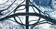 Aerial View Of A Turbine Road Interchange In Kiev. Stock Footage