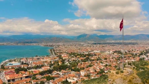 Aerial view of Turkish Flag flapping in the wind Stock-Footage 123479214