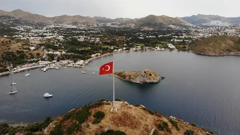 Aerial View Turkish Flag Stock Footage 111233047