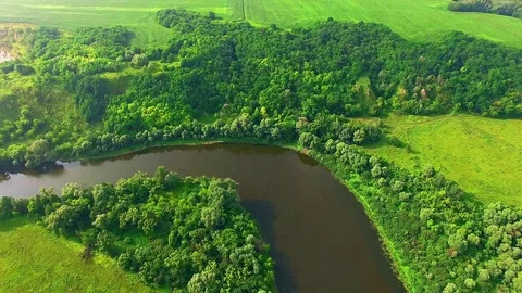 Aerial view of Turn of the river Stock Footage 103170264