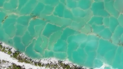 Aerial view of turquoise water patterns in Beruntung Baru, Indonesia. Stock Footage 339116504