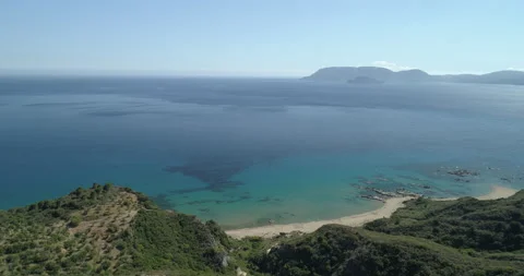 Aerial view of the turtle nesting beach Sekanya on Zakynthos Stock Footage 233911954