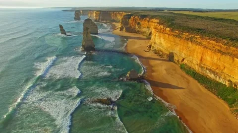 Aerial view of Twelve Apostles, Victoria, Australia Stock Footage