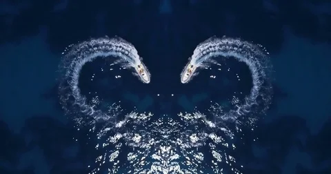 Aerial view. Two boats making a heart shape on a blue sea. Stock Footage 82176570