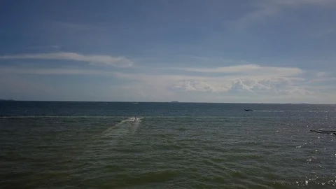 Aerial View of two Jet Ski in Bangkok sea Stock Footage 122829847