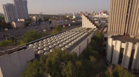Aerial view of two-level road junction in the big city. Stock Footage 58815189
