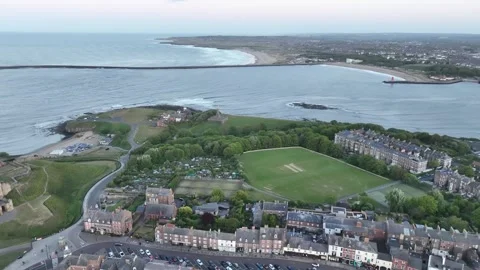 Aerial view of Tynemouth Stock Footage 310913694