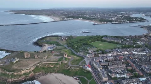 Aerial view of Tynemouth Stock Footage 310913746