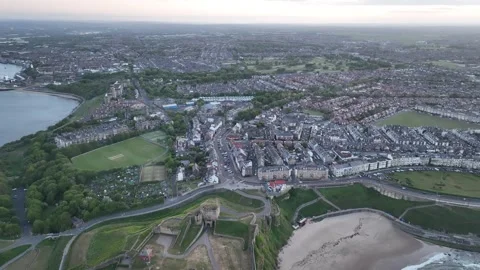 Aerial view of Tynemouth Stock Footage 310913793