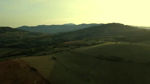 Aerial view of typical Italian fields at dawn. Italian province at dawn Stock Footage 252198305