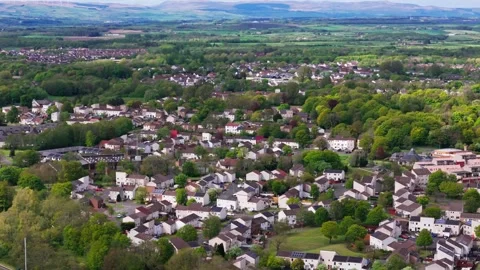 Aerial view, typical Scottish suburban neighbourhoods and communities Video stock 334672927