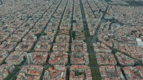Aerial view. Typical square quarters of Barcelona. Vídeo Stock 120251290