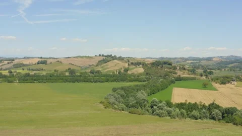 Aerial view of the typical Tuscan landscape with fields and hills and, Italy Stock Footage 286306426