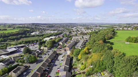Aerial View of a typical UK town, suburb district sowing housing, gardens a.. Stockbeeldmateriaal 236204292