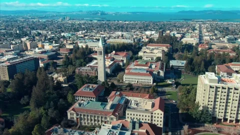 Aerial view of UC Berkeley campus with S.F. in the distance. University Of Stock Footage 316862561