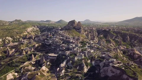 Aerial view of Uchisar Stock Footage 90569925