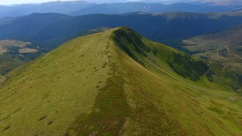 Aerial view of the Ukrainian mountain range Stock Footage 83978040