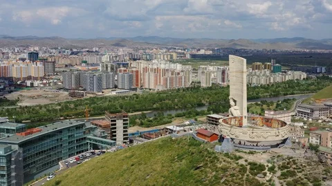 Aerial view of Ulaanbaatar Mongolia Stock Footage 125554498
