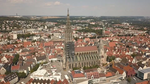 Aerial view of Ulm Minster Stock Footage 94334017