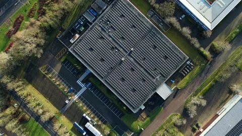 Aerial view of ultra-modern digital infrastructure in Milton Keynes housing Stock Footage 333022984
