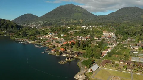 Aerial view of Ulun Danu Beratan Temple Stock Footage 108210220