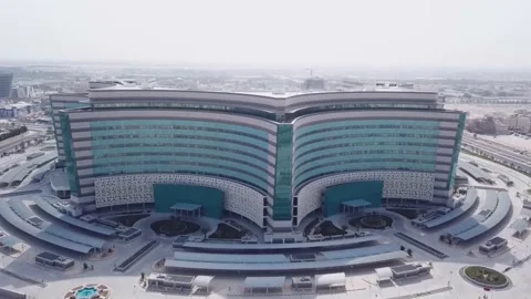 Aerial view of under construction- Jaber Al-Ahmad Al Jaber Al Sabah Hospital Video stock 218629484