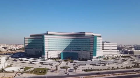 Aerial view of under construction- Jaber Al-Ahmad Al Jaber Al Sabah Hospital Video stock 218629565