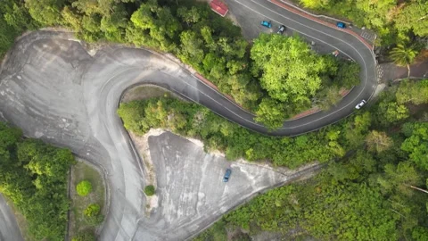 Aerial view of unique road next to Jeram Toi in Jelebu Stock Footage 149718025