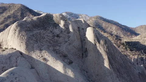 Aerial view of unique rock formations at Devil's Punchbowl with scenic Stock Footage 284196041