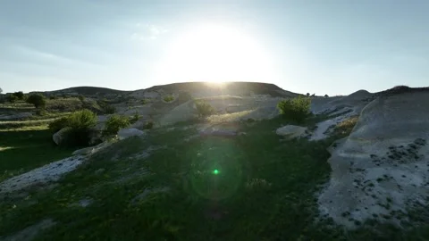 Aerial view of unique rock formations in Goreme, Cappadocia Video stock 309951846