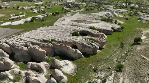 Aerial view of unique rock formations in Goreme, Cappadocia Stock-Footage 309963728