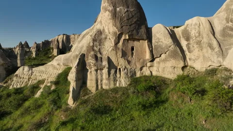 Aerial view of unique rock formations in Goreme, Cappadocia Stock Footage 309974320