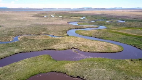 Aerial View of Unique  Twisting River  4k Stock Footage 79740781