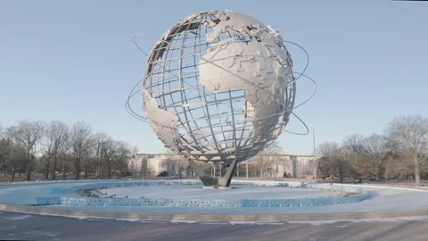 Aerial view of The Unisphere in Flushing Meadows Corona Park Stock Footage 302656439