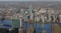 Aerial View of United Nations Building, Pepsi Cola Sign in Queens, East River HD Footage