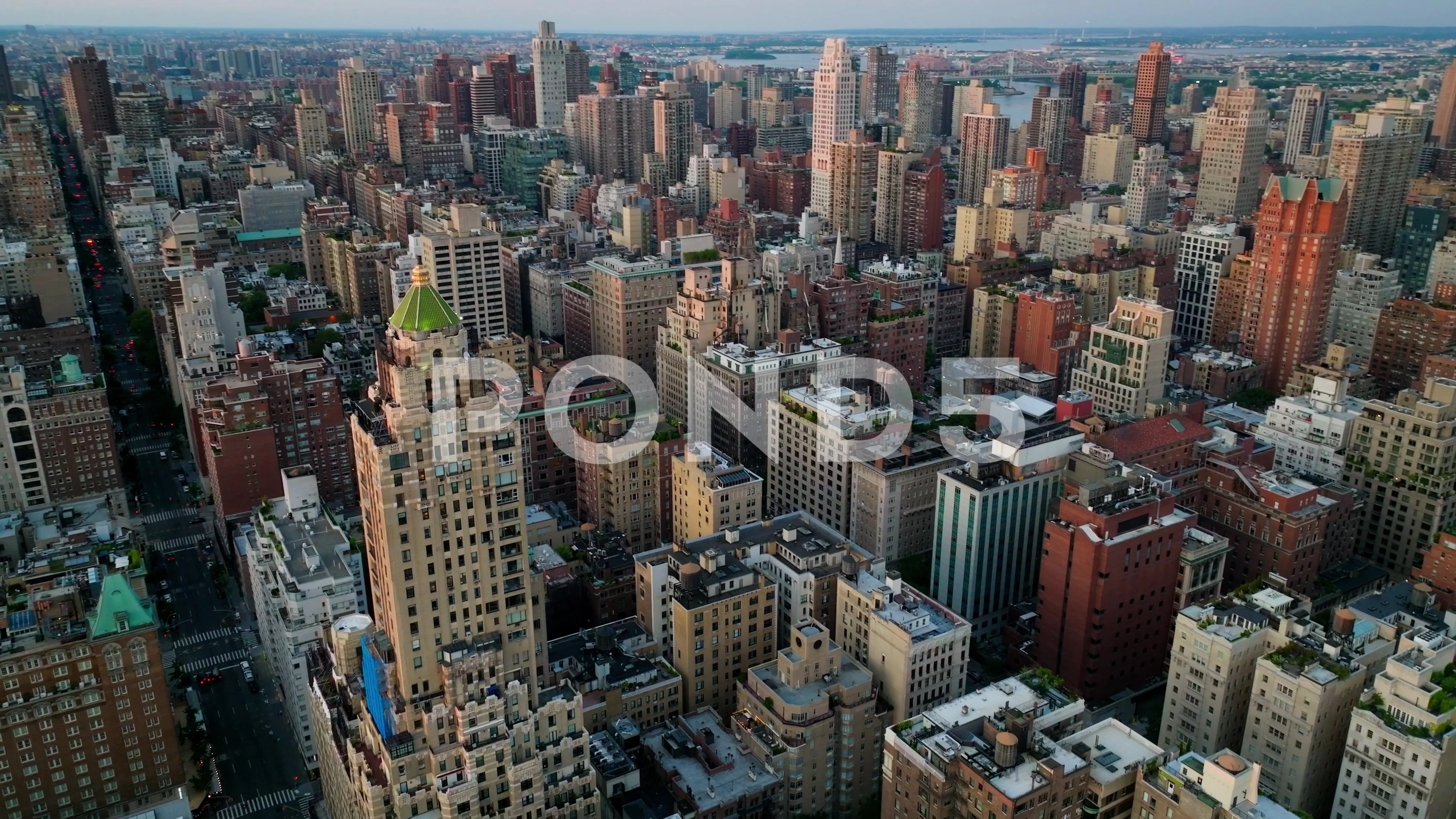 Aerial View of of Upper East Side New York City NYC Skyline from Central  Park