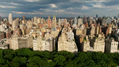 Aerial View of of Upper East Side New York City NYC Skyline from Central Park 库存影片 240308037